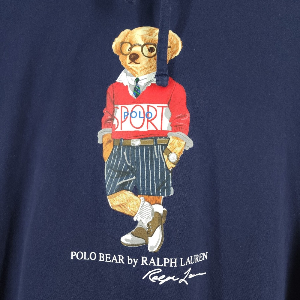 Polo Ralph Lauren Hoodie Mens XL Navy Polo Sport Bear Lightweight Hooded T-Shirt - Picture 3 of 9